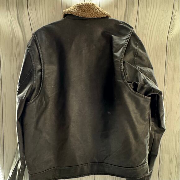 Aeropostale Mens Brown Faux Leather Sherpa Collar Bomber Jacket XL Top Gun - Picture 2 of 10